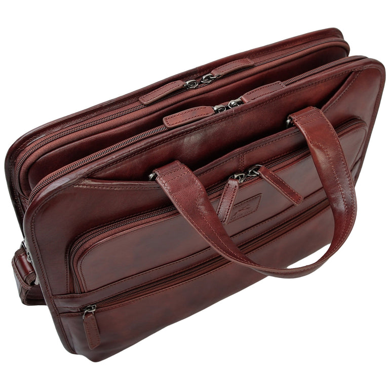 Mancini Briefcases Mancini Pelle D’oro Triple Compartment 15.6” Laptop / Tablet Briefcase