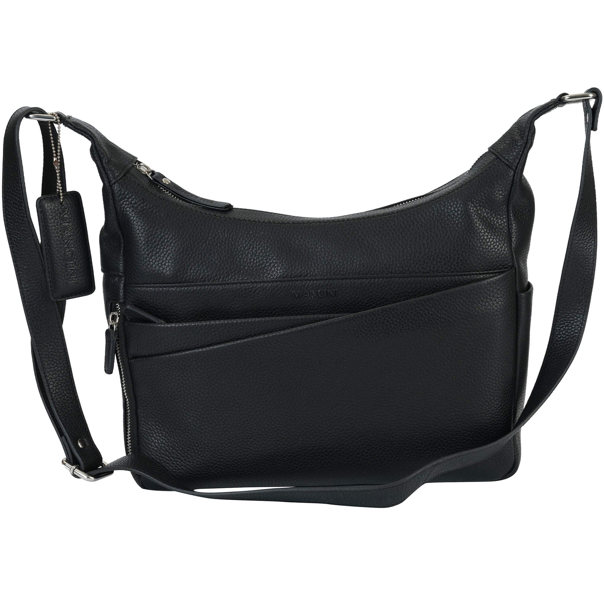 Mancini Cross-Body Bag Black Mancini Pebbled June Crossbody Handbag
