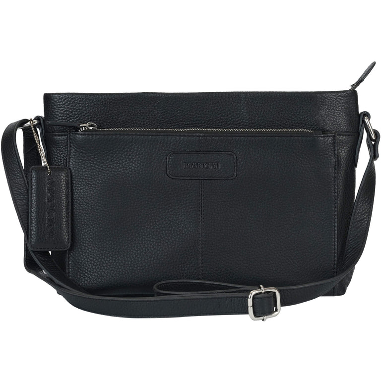 Mancini Cross-Body Bag Black Mancini Pebbled Loretta Crossbody Handbag with Organizer