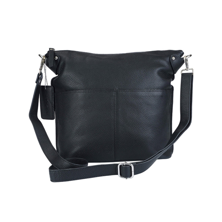 Mancini Cross-Body Bag Black Mancini Pebbled Susan Crossbody Hobo