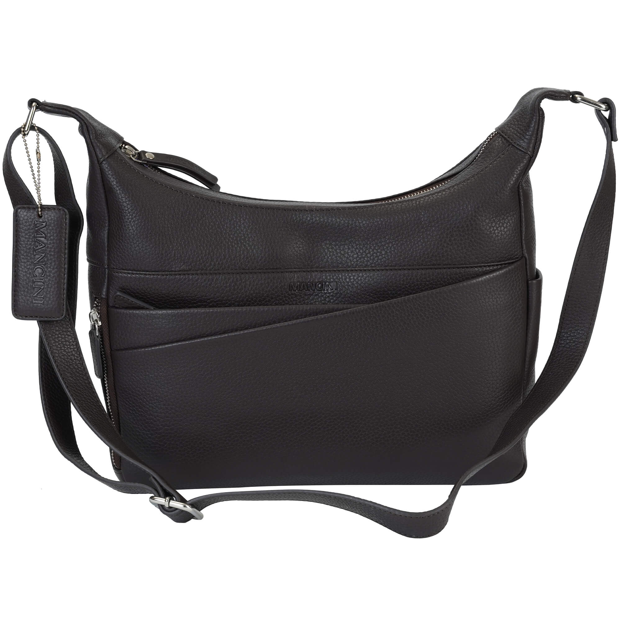 Mancini Cross-Body Bag Brown Mancini Pebbled June Crossbody Handbag
