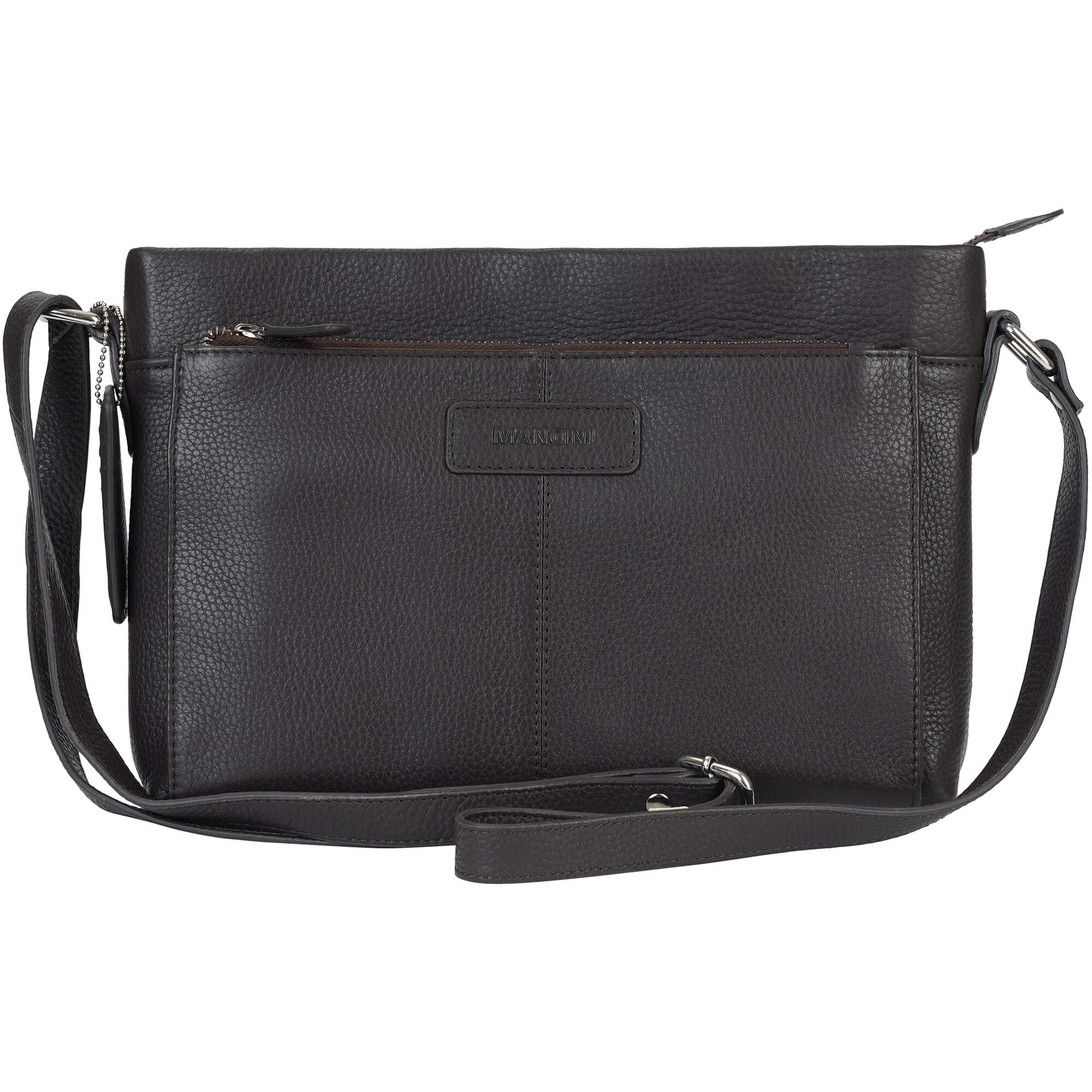 Mancini Cross-Body Bag Brown Mancini Pebbled Loretta Crossbody Handbag with Organizer