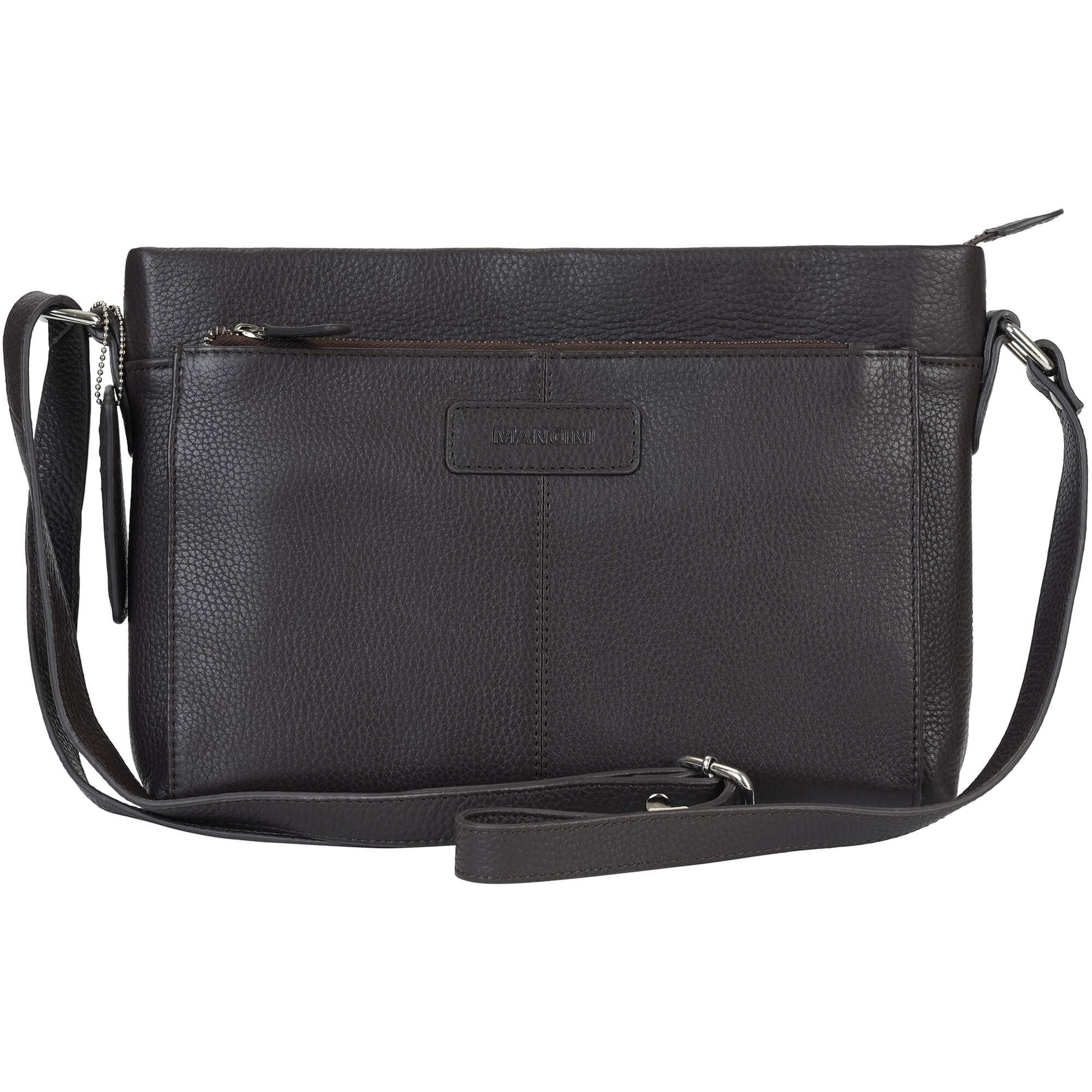 Mancini Cross-Body Bag Brown Mancini Pebbled Loretta Crossbody Handbag with Organizer
