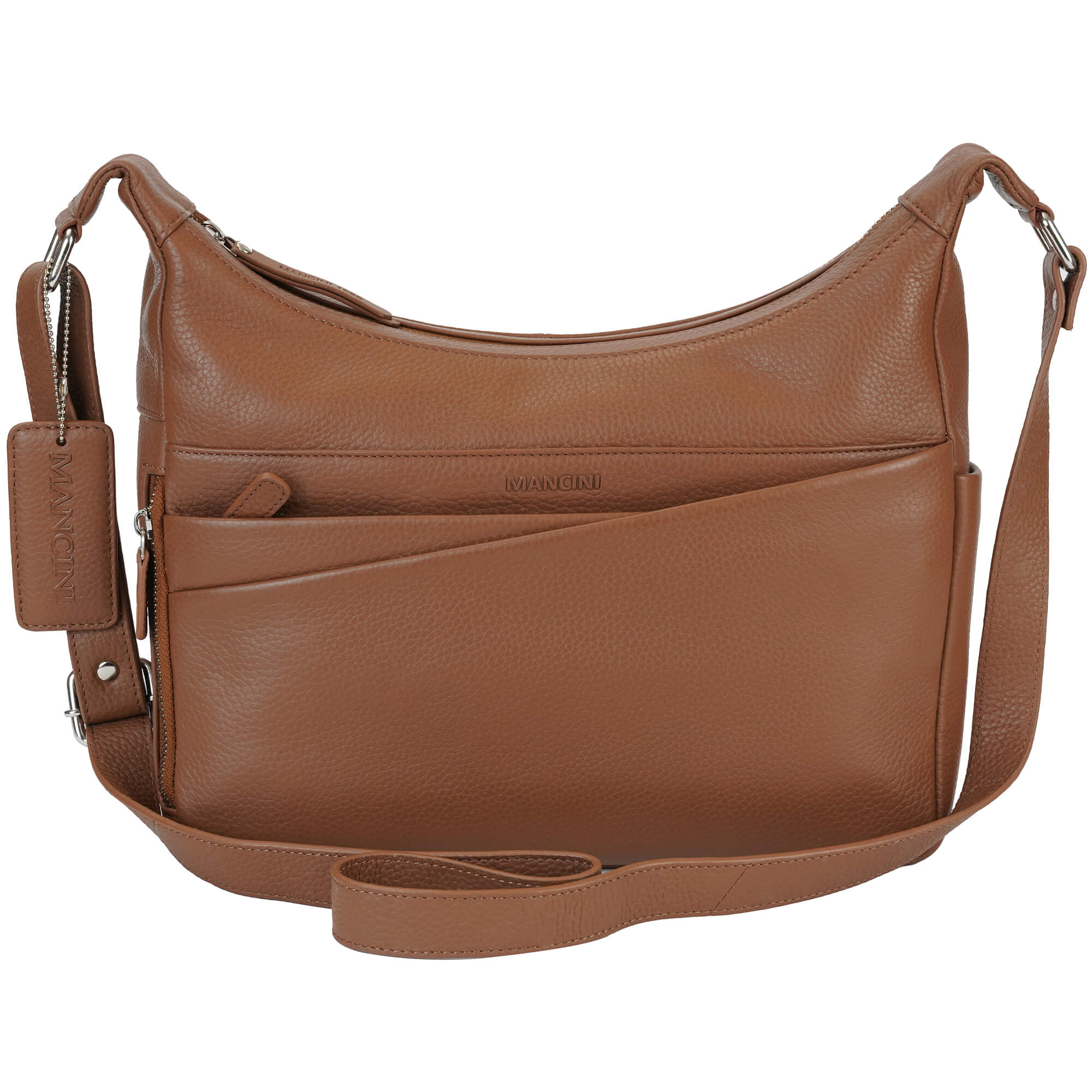 Mancini Cross-Body Bag Camel Mancini Pebbled June Crossbody Handbag