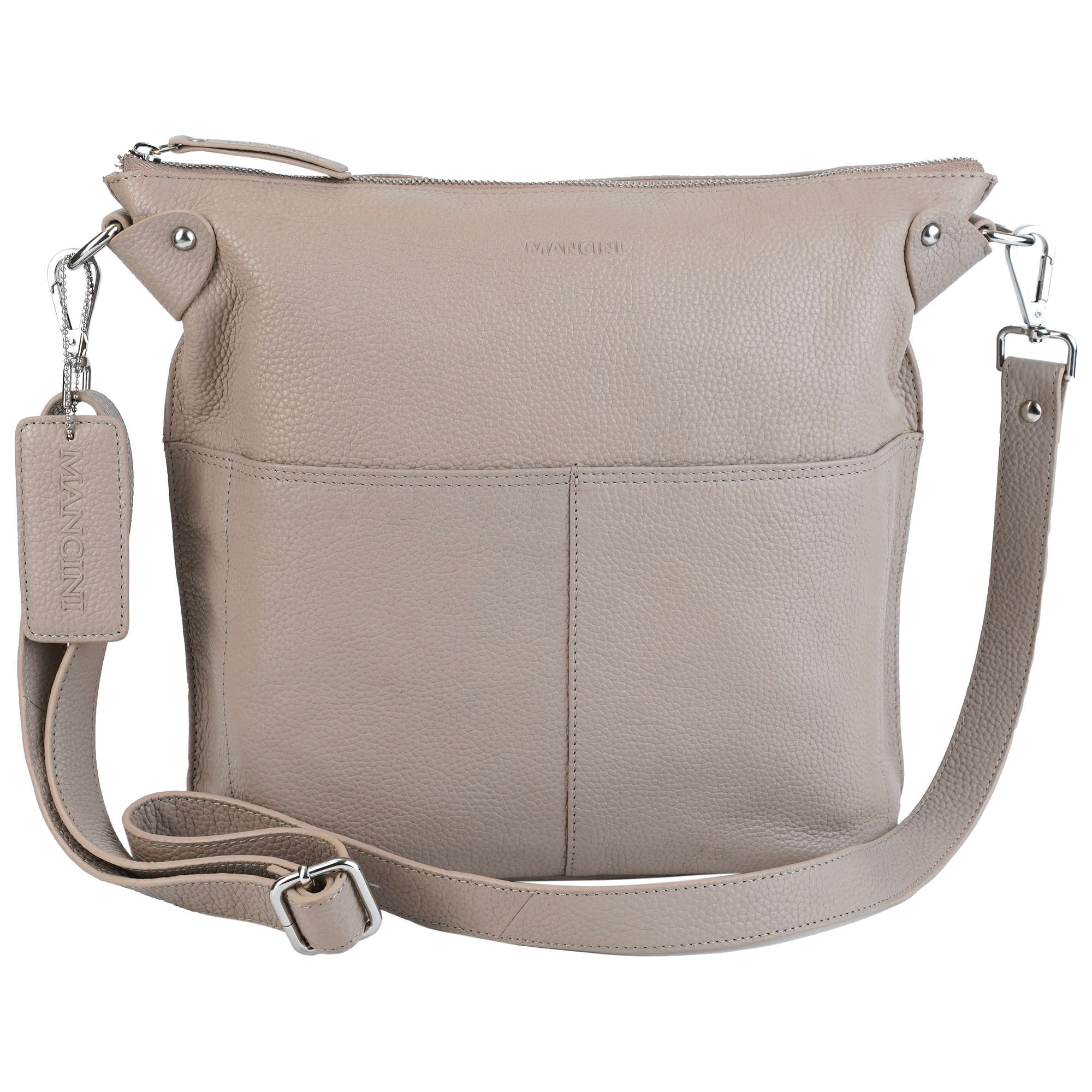 Mancini Cross-Body Bag Champagne Mancini Pebbled Susan Crossbody Hobo