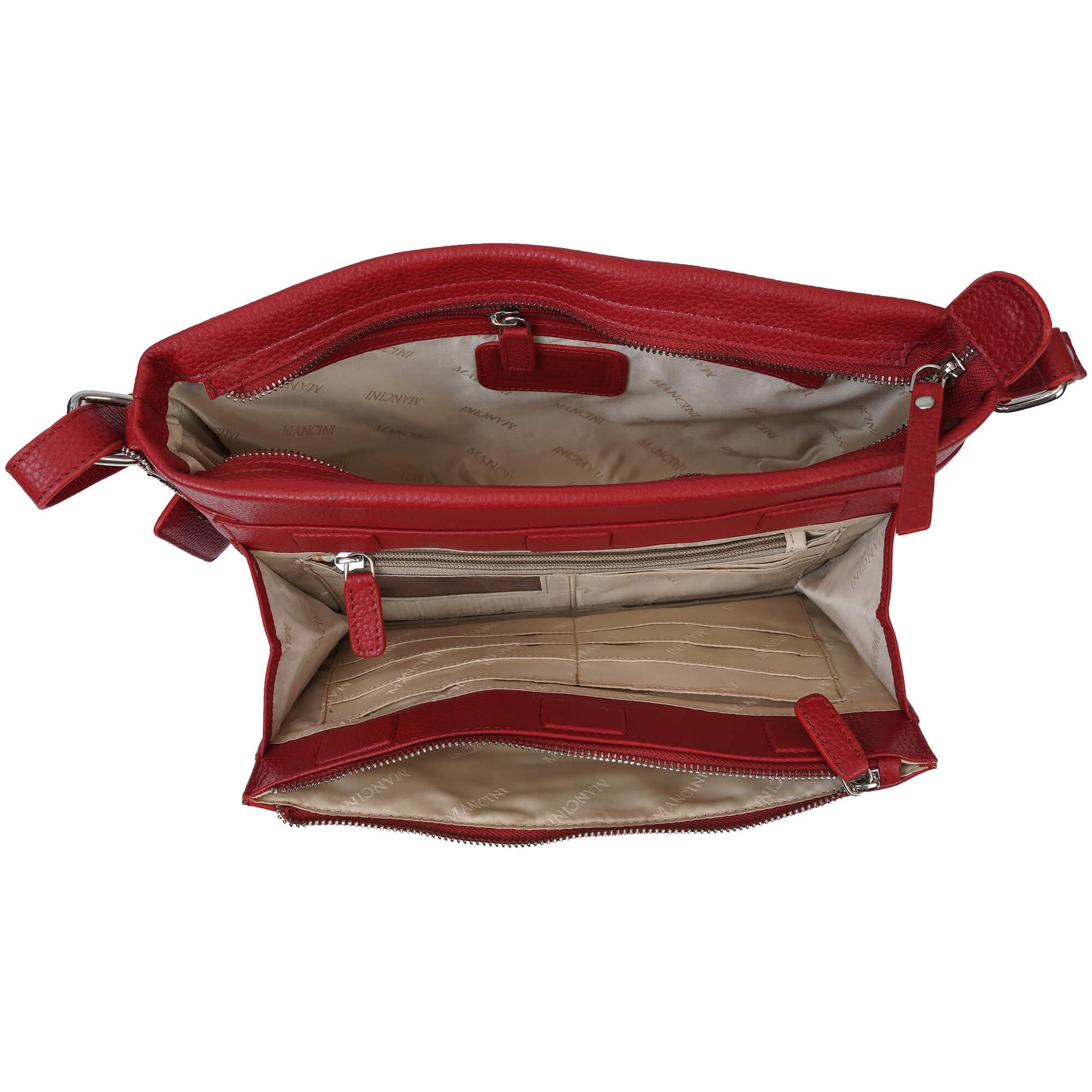 Mancini Cross-Body Bag Mancini Pebbled Loretta Crossbody Handbag with Organizer