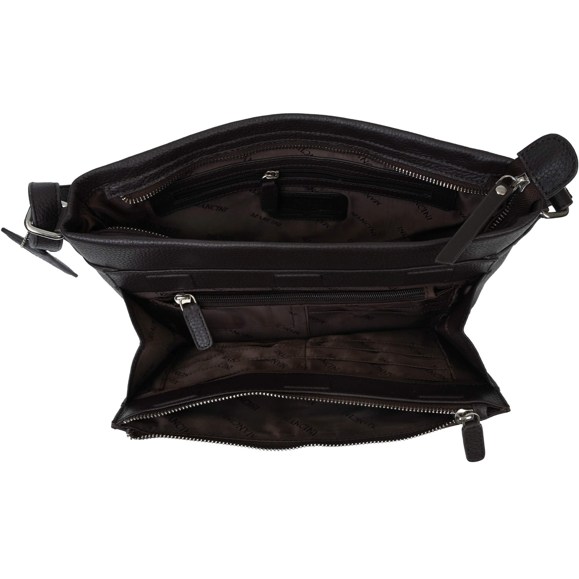 Mancini Cross-Body Bag Mancini Pebbled Loretta Crossbody Handbag with Organizer
