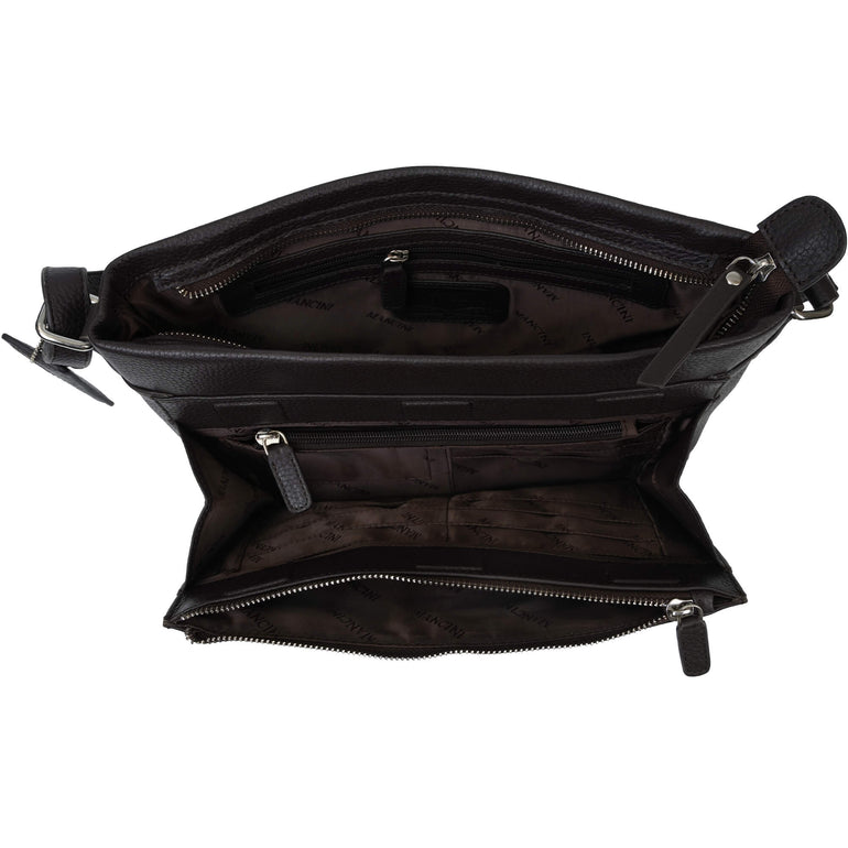 Mancini Cross-Body Bag Mancini Pebbled Loretta Crossbody Handbag with Organizer