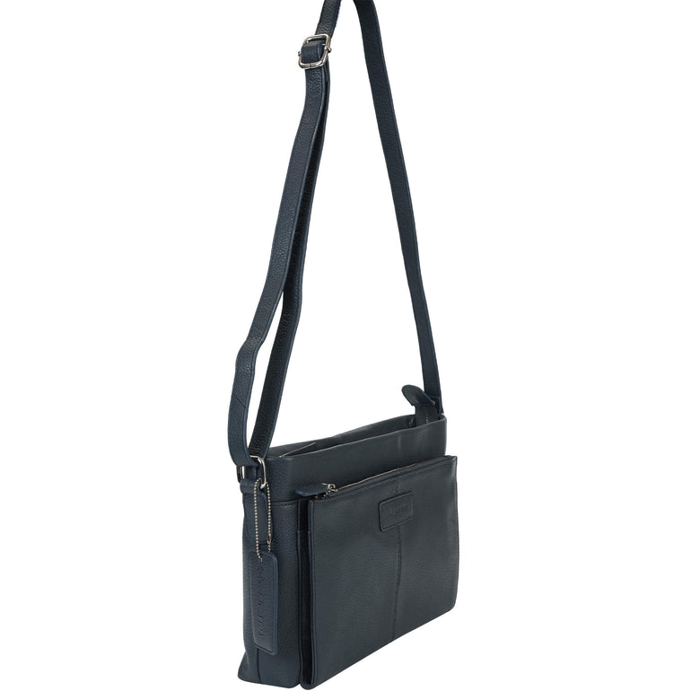 Mancini Cross-Body Bag Mancini Pebbled Loretta Crossbody Handbag with Organizer