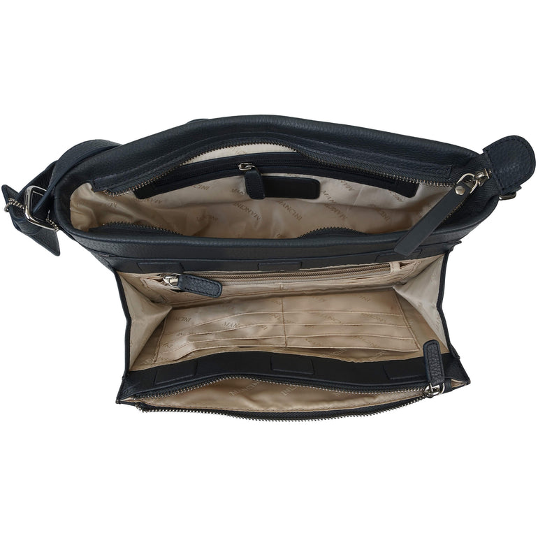 Mancini Cross-Body Bag Mancini Pebbled Loretta Crossbody Handbag with Organizer