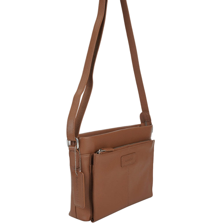 Mancini Cross-Body Bag Mancini Pebbled Loretta Crossbody Handbag with Organizer