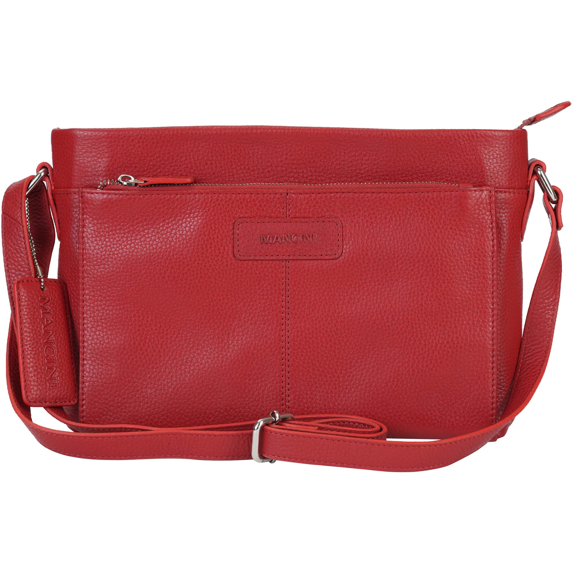 Mancini Cross-Body Bag Red Mancini Pebbled Loretta Crossbody Handbag with Organizer