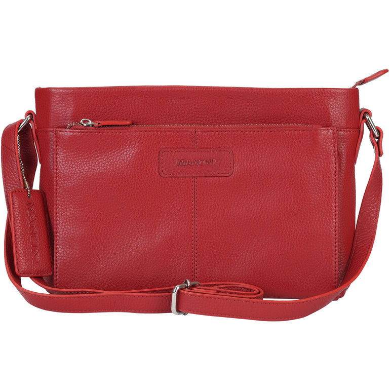 Mancini Cross-Body Bag Red Mancini Pebbled Loretta Crossbody Handbag with Organizer