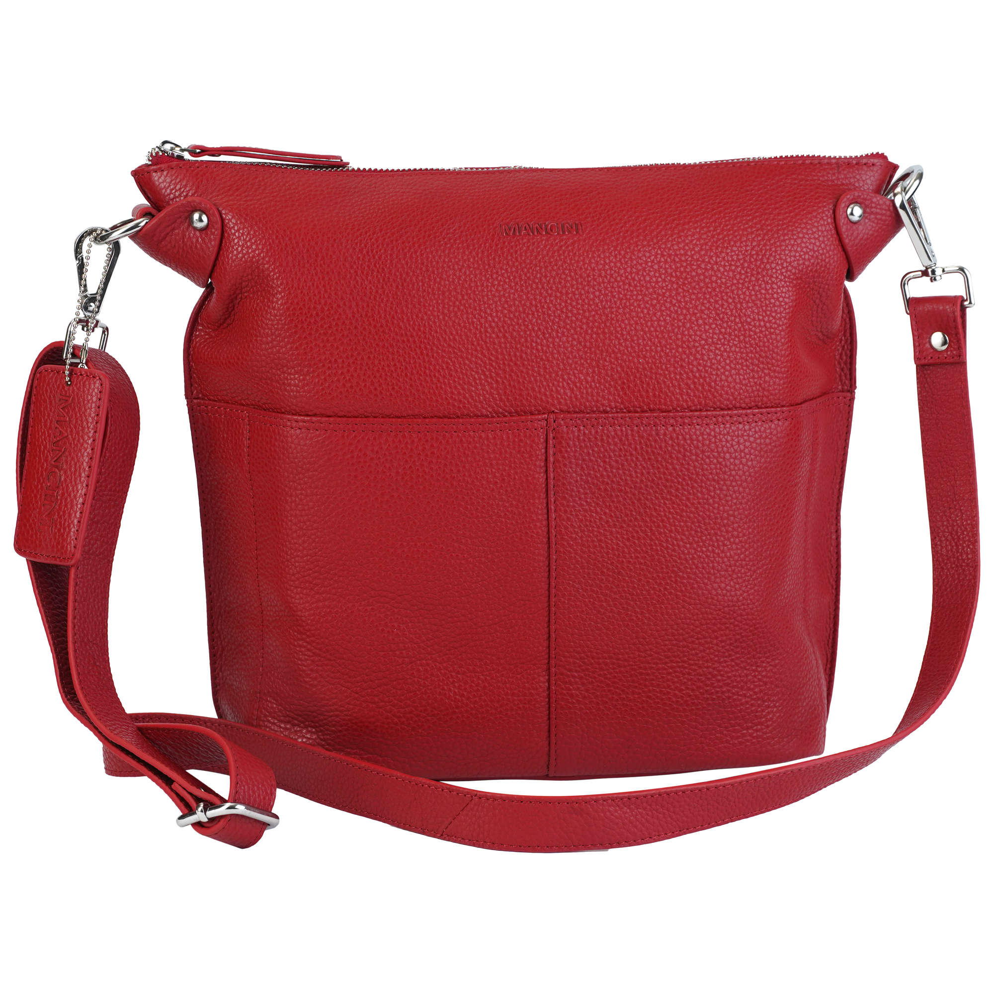 Mancini Cross-Body Bag Red Mancini Pebbled Susan Crossbody Hobo