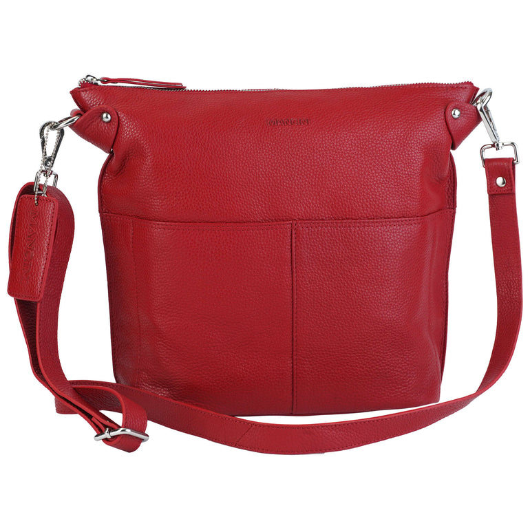 Mancini Cross-Body Bag Red Mancini Pebbled Susan Crossbody Hobo