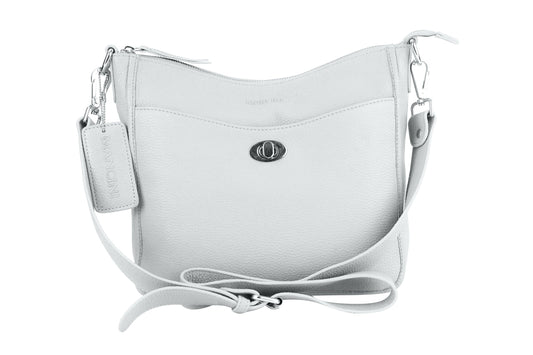 Mancini Cross-Body Bag White Mancini Pebbled Elizabeth Crossbody Handbag