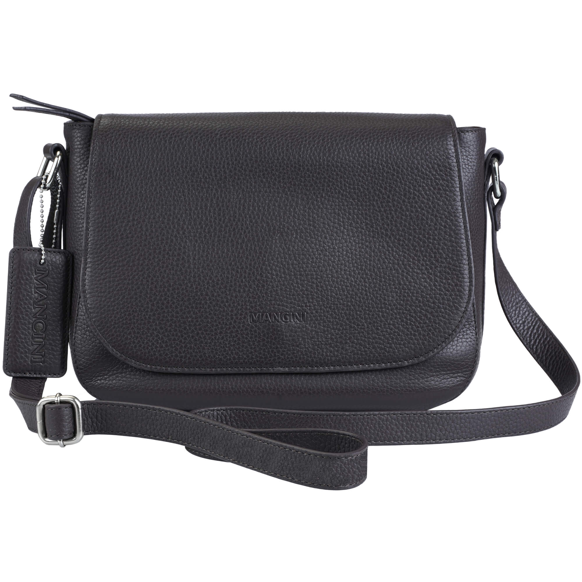 Mancini Handbags Brown Mancini Pebbled Amy Leather Crossbody bag