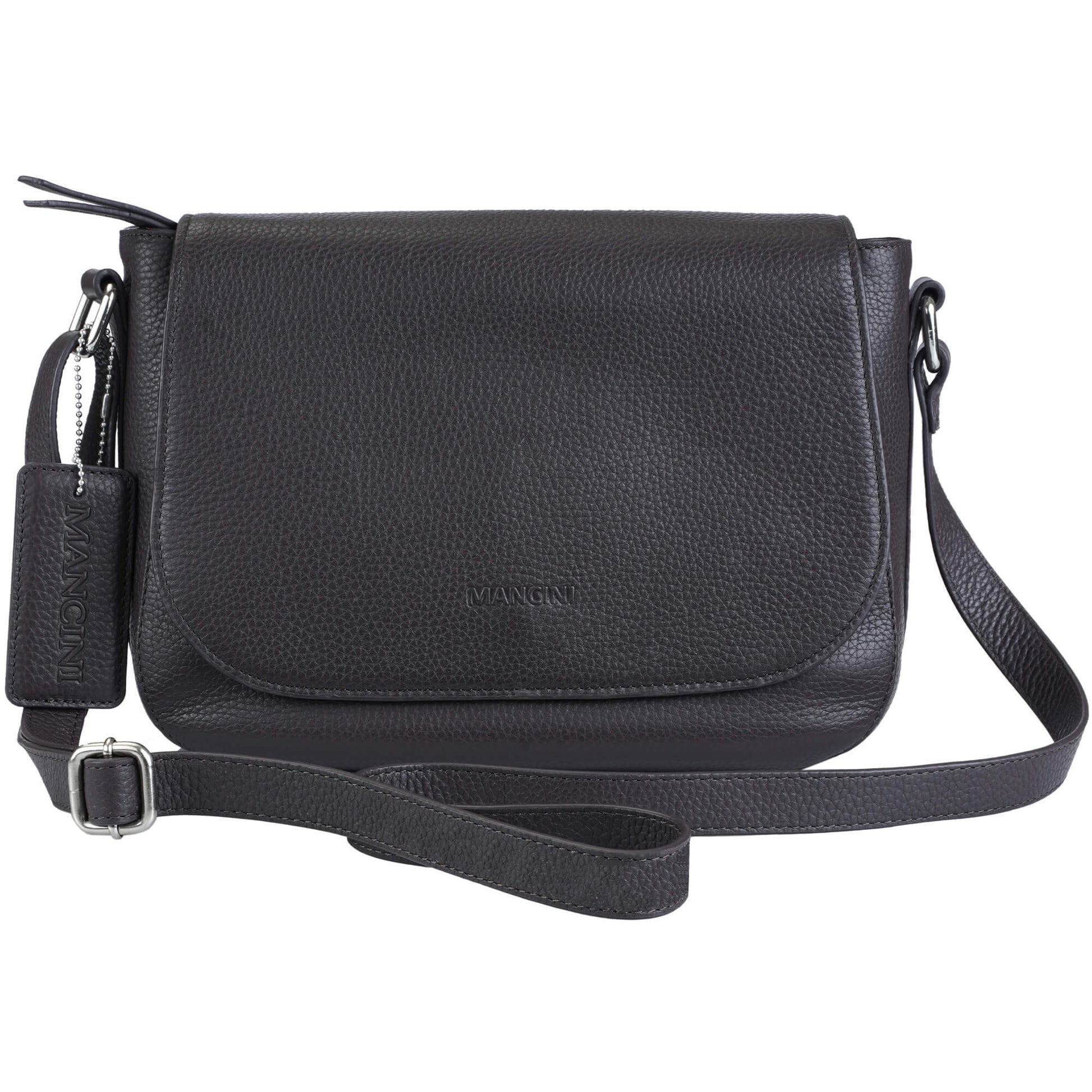 Mancini Handbags Brown Mancini Pebbled Amy Leather Crossbody bag