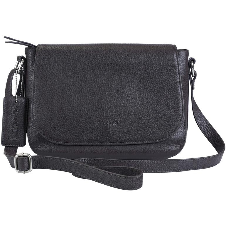 Mancini Handbags Brown Mancini Pebbled Amy Leather Crossbody bag