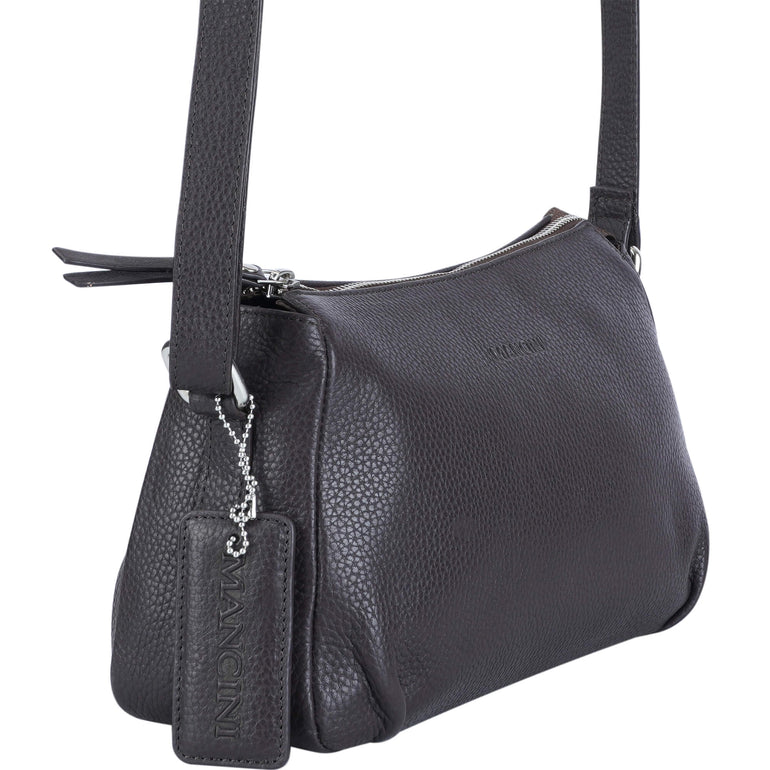 Mancini Handbags Brown Mancini Pebbled Charlize Leather Crossbody Bag