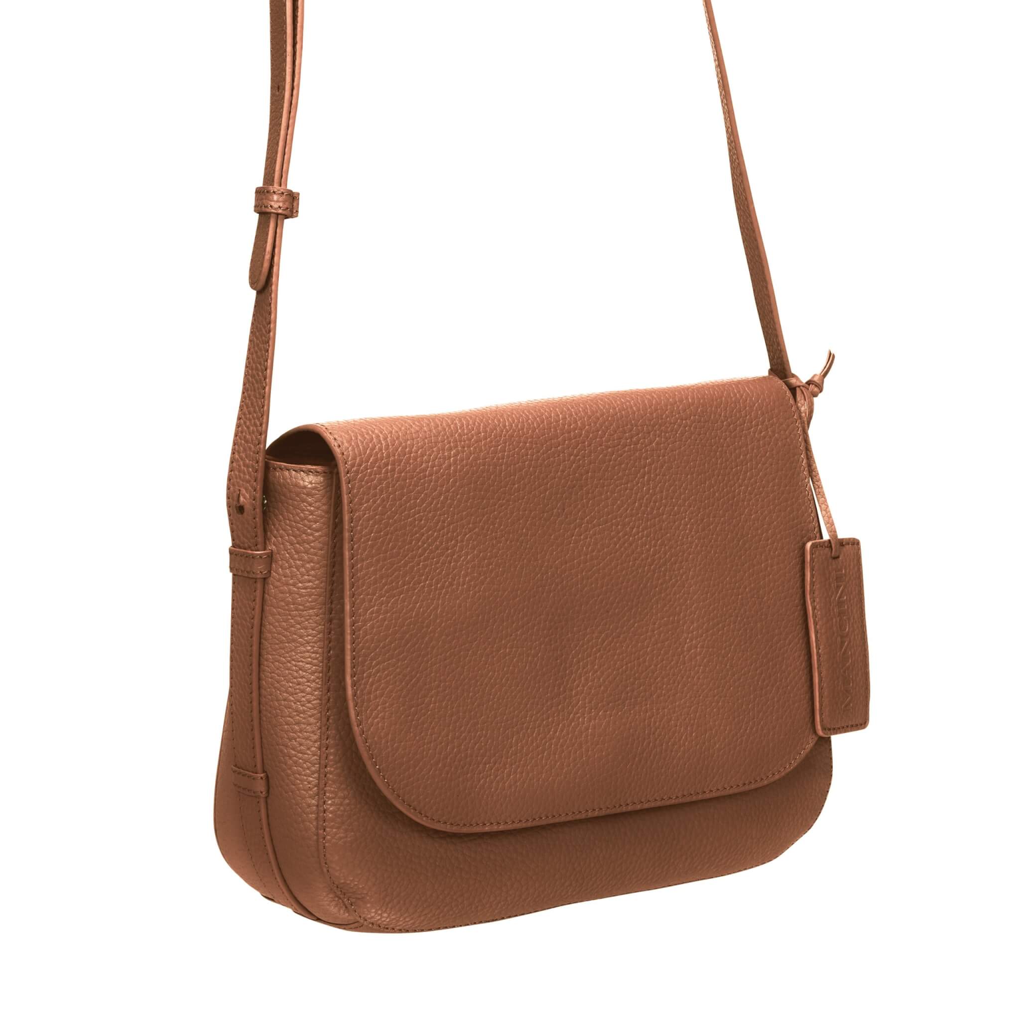 Mancini Handbags Camel Mancini Pebbled Amy Leather Crossbody bag