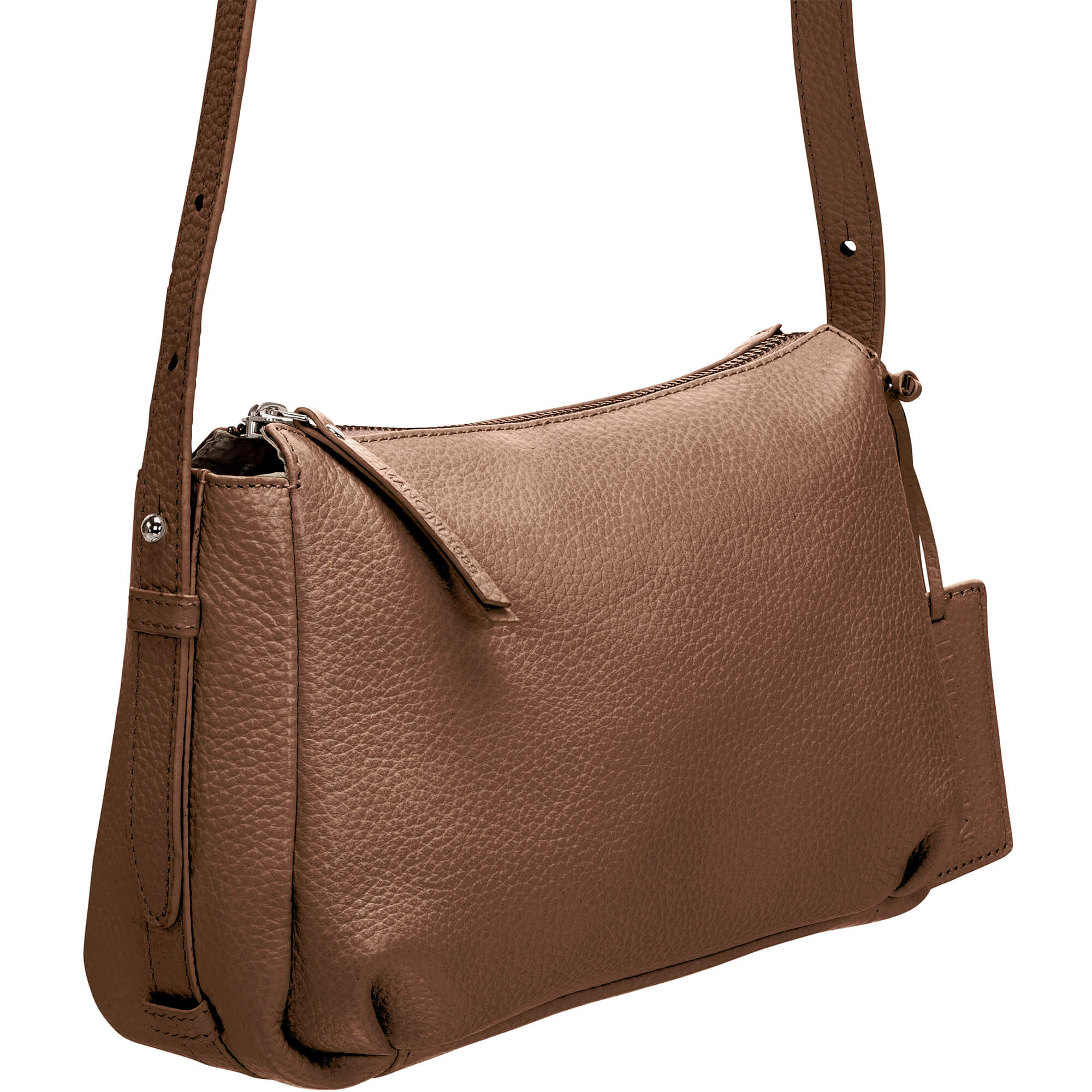 Mancini Handbags Camel Mancini Pebbled Charlize Leather Crossbody Bag