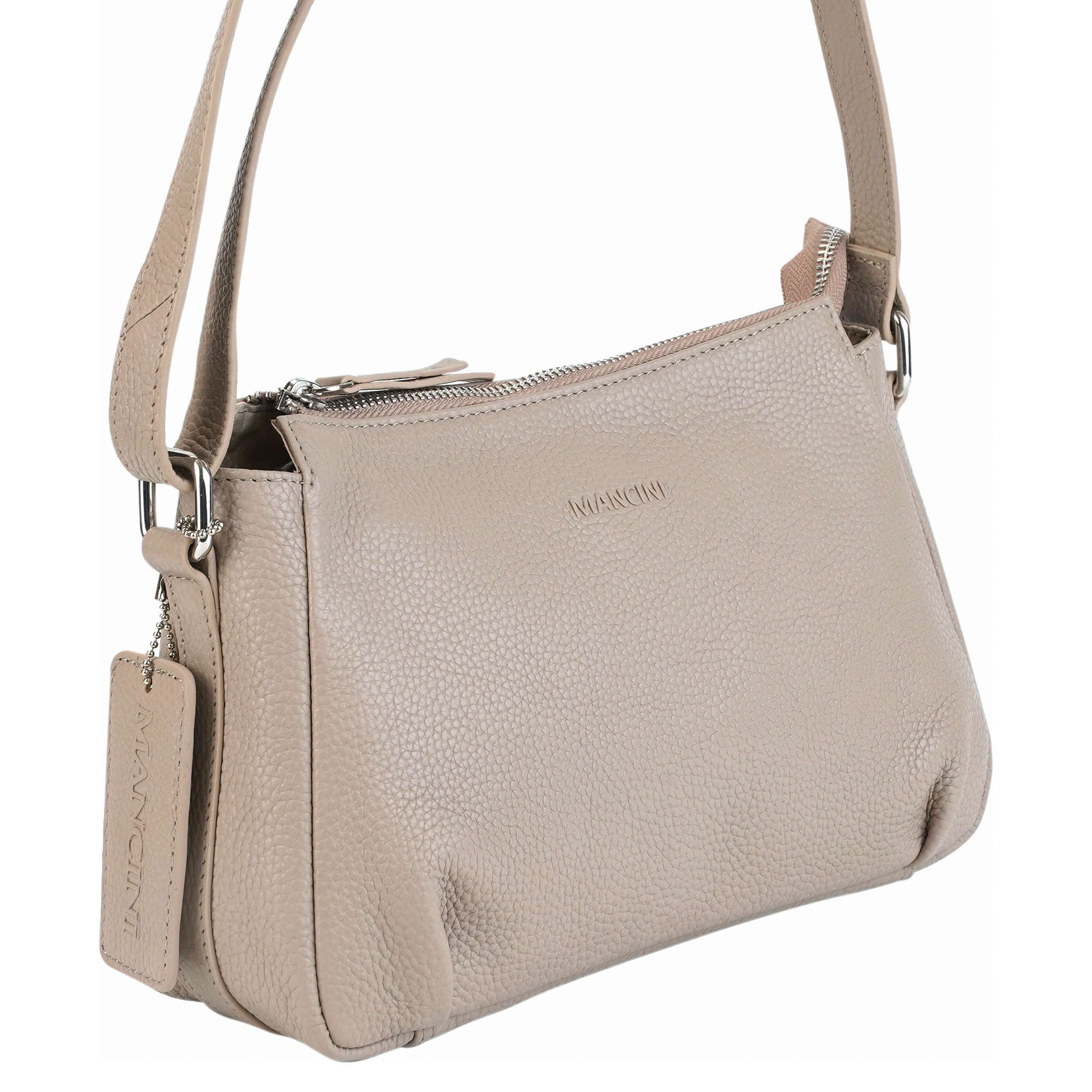 Mancini Handbags Champagne Mancini Pebbled Charlize Leather Crossbody Bag