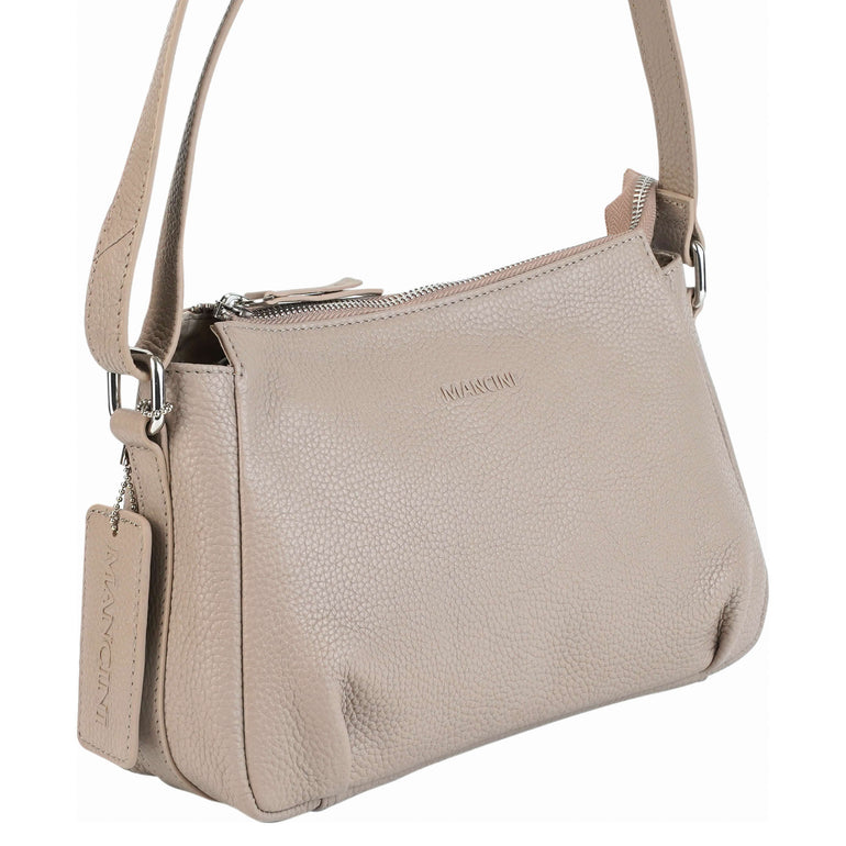 Mancini Handbags Champagne Mancini Pebbled Charlize Leather Crossbody Bag