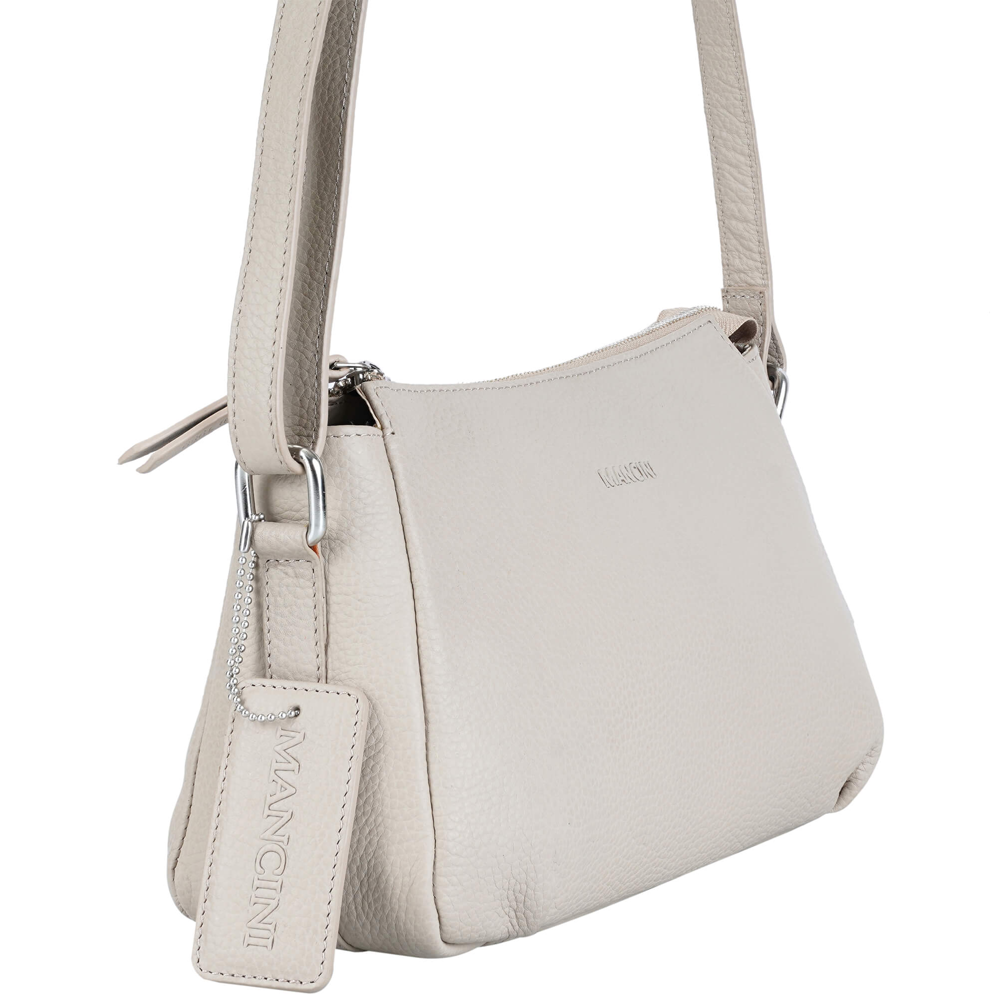 Mancini Handbags Taupe Mancini Pebbled Charlize Leather Crossbody Bag