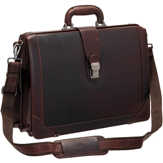 Mancini Laptop Briefcases Brown Mancini Buffalo Luxurious Litigator Briefcase Pocket for 17.3” Laptop