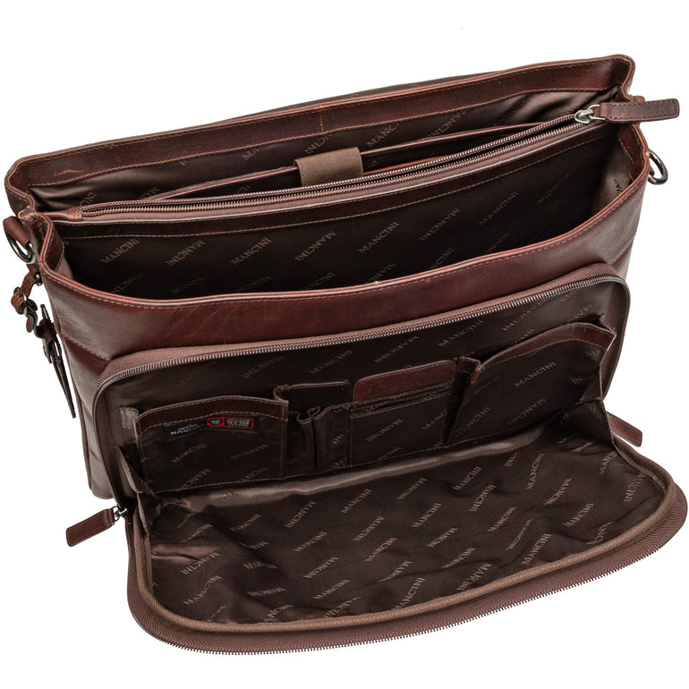 Mancini Laptop Briefcases Mancini BUFFALO Double Compartment Briefcase for 15.6" Laptop/Tablet