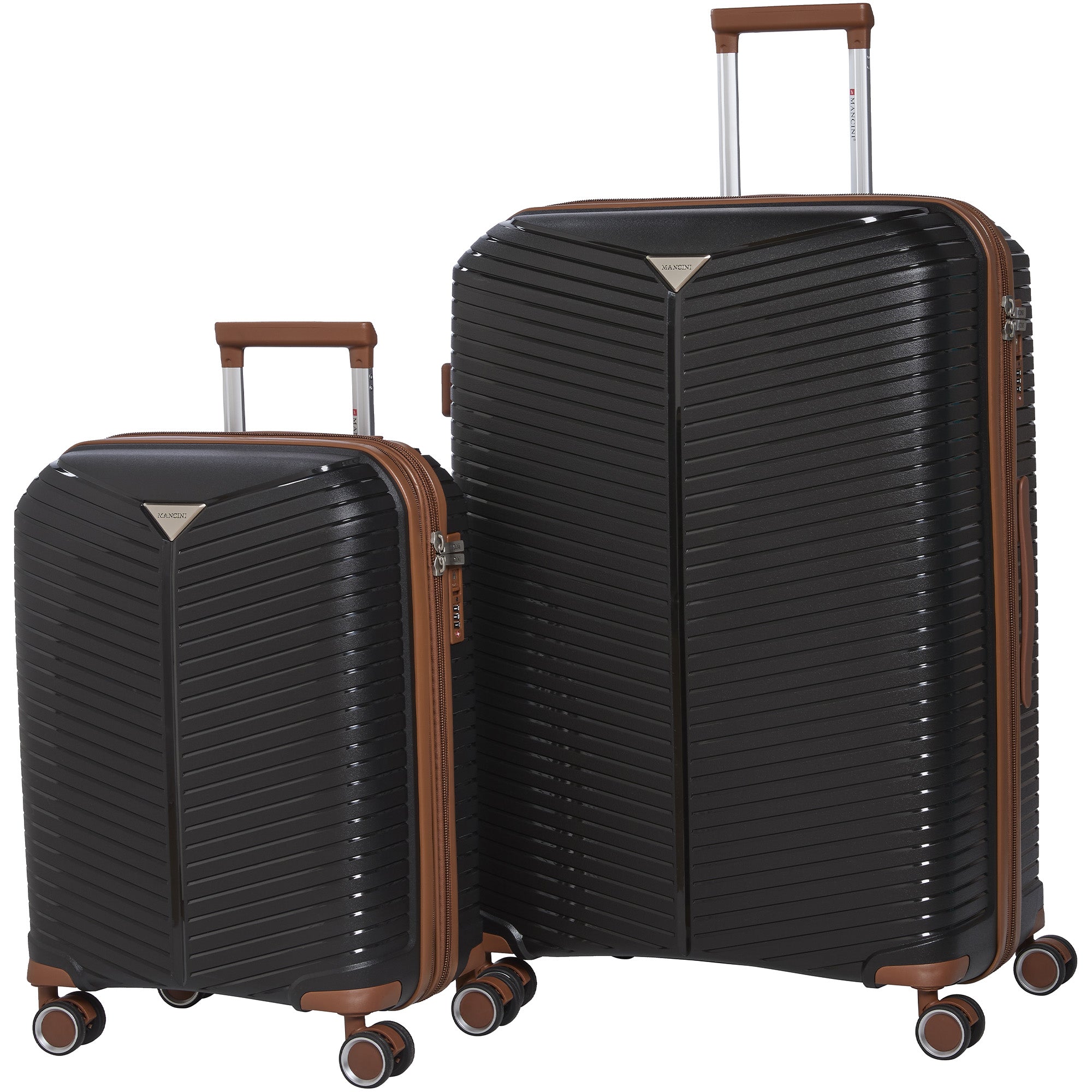 Mancini Luggage Black Mancini St. Lucia Collection Polypropylene Spinner Luggage 2-Piece Set (Carry-On & Large)