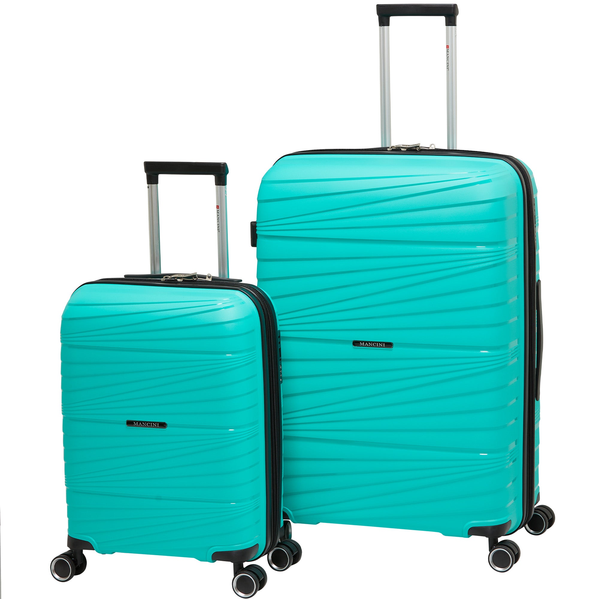 Mancini Luggage Ice Blue Mancini Bermuda Collection Polypropylene Spinner Luggage 2-Piece Set (Carry-On & Large)