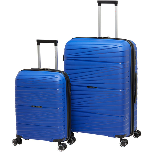 Mancini Luggage Klevin Blue Mancini Bermuda Collection Polypropylene Spinner Luggage 2-Piece Set (Carry-On & Large)