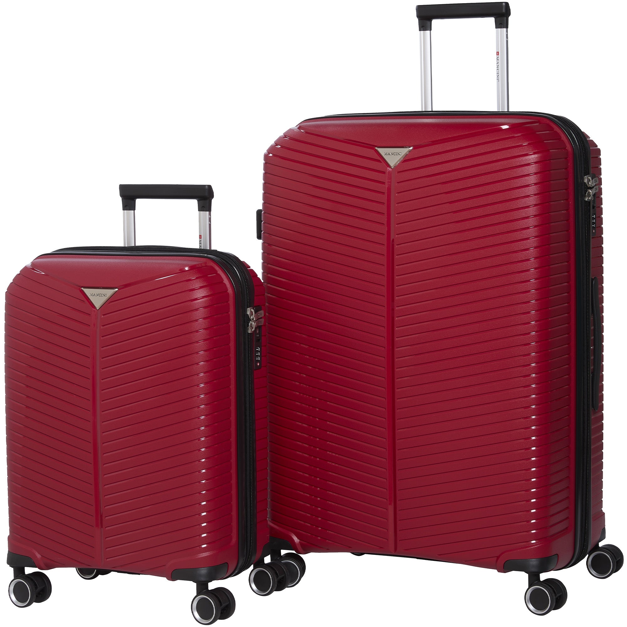 Mancini Luggage Red Mancini St. Lucia Collection Polypropylene Spinner Luggage 2-Piece Set (Carry-On & Large)