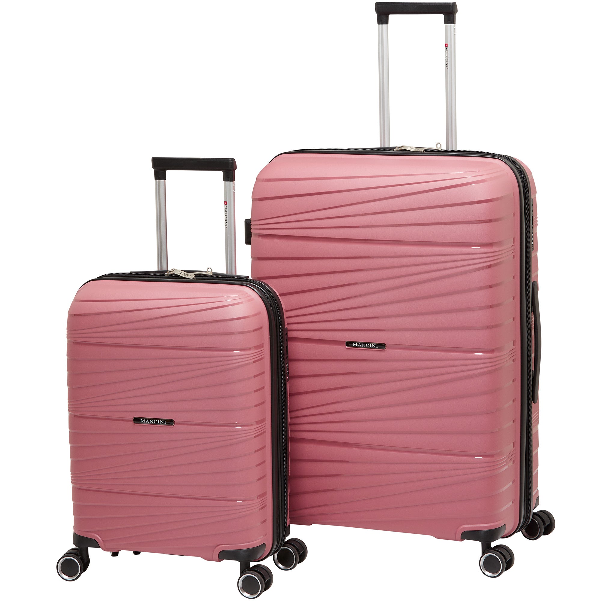 Mancini Luggage Rose Gold Mancini Bermuda Collection Polypropylene Spinner Luggage 2-Piece Set (Carry-On & Large)