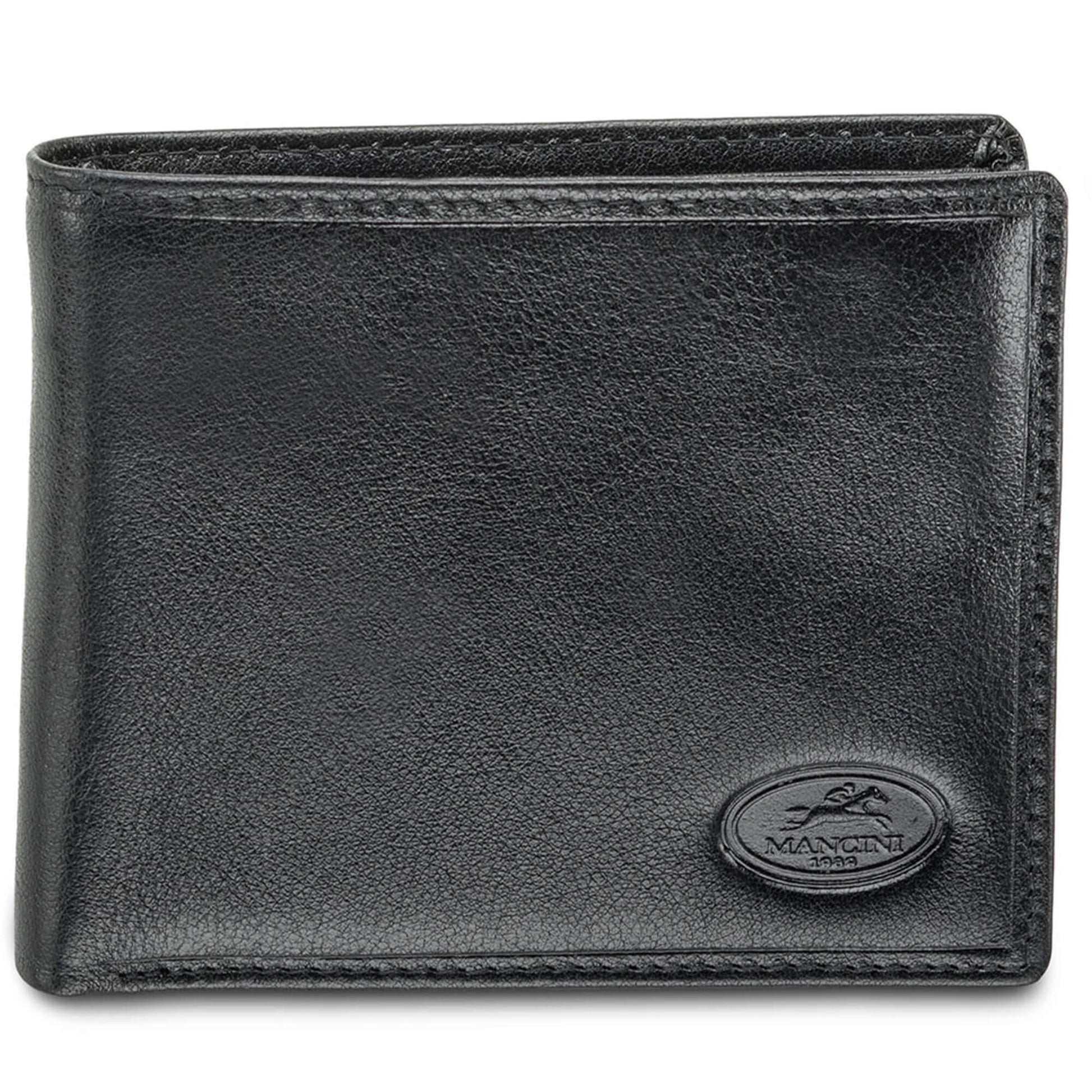 Mancini Wallets Black Mancini EQUESTRIAN-2 Men’s RFID Secure Center Wing Wallet with Coin Pocket