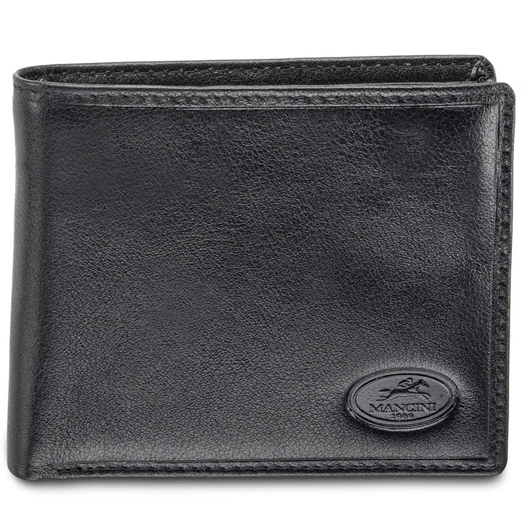 Mancini Wallets Black Mancini EQUESTRIAN-2 Men’s RFID Secure Center Wing Wallet with Coin Pocket