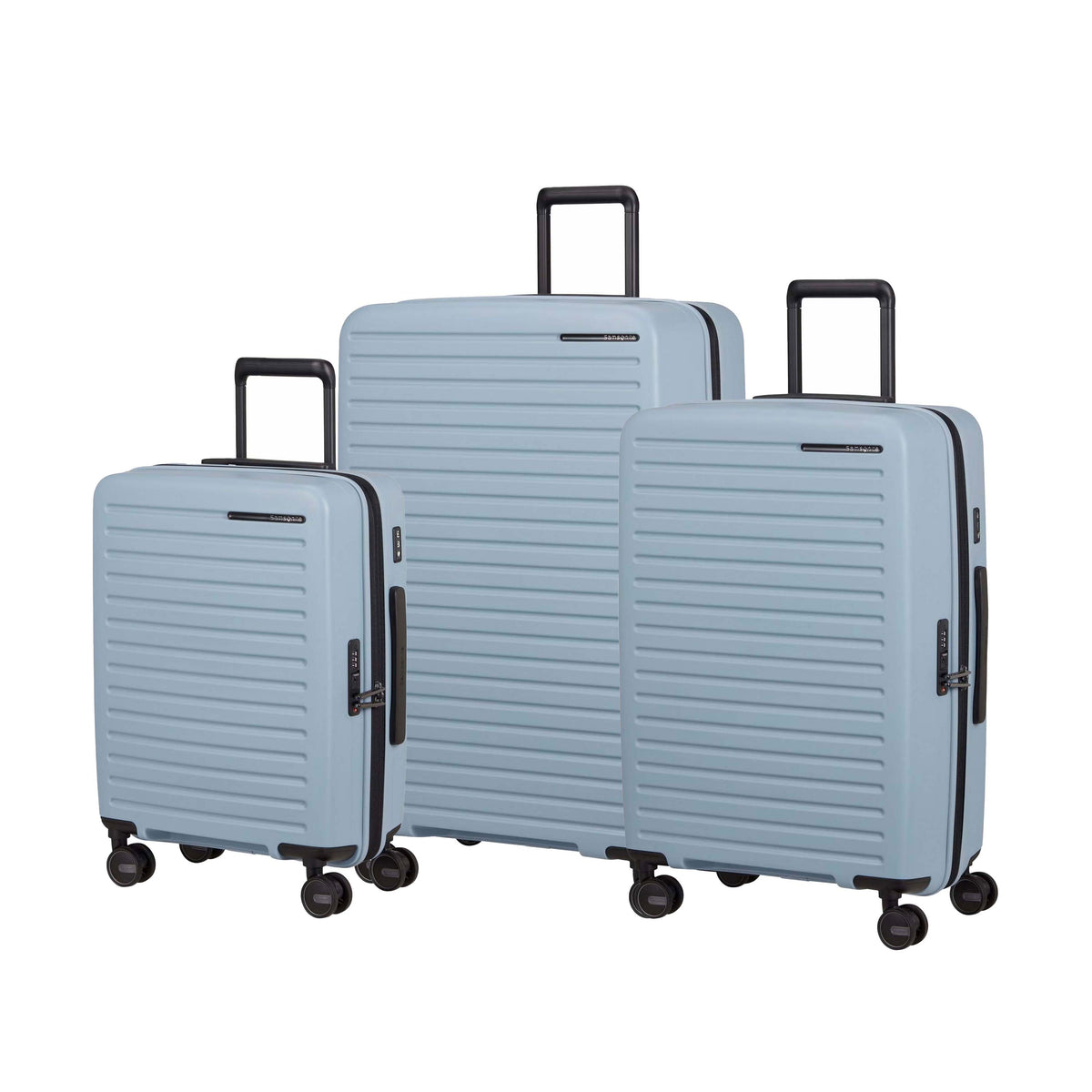 Samsonite Luggage Limited Edition: Fog Blue Samsonite Restackd Spinner Expandable 3-Piece Nested Luggage Set