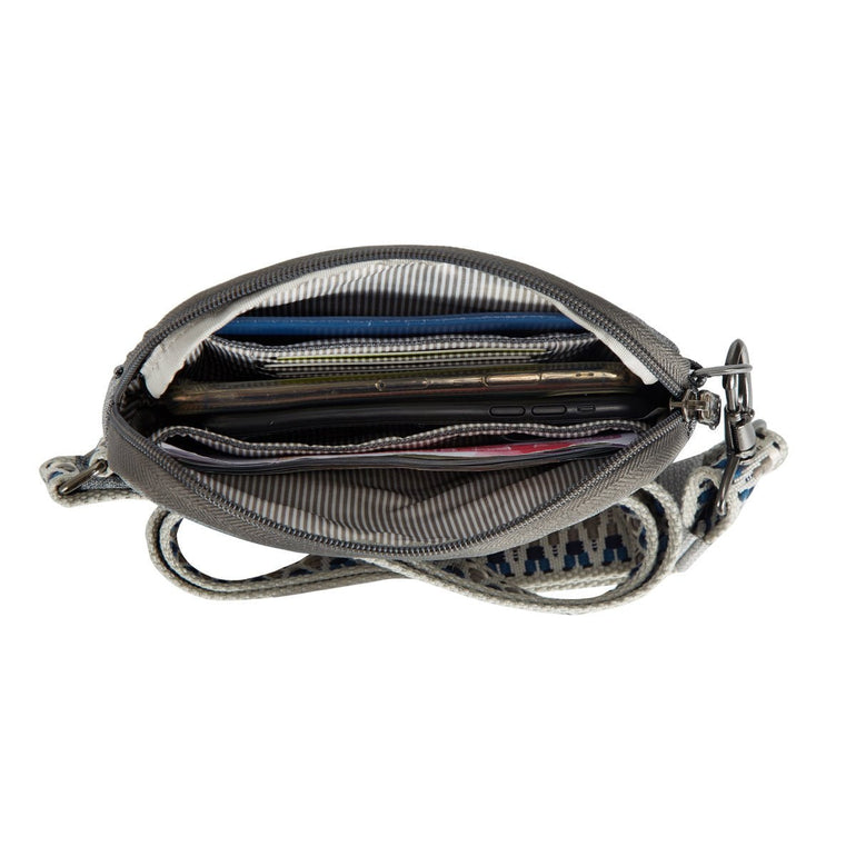 Travelon Cross-Body Bag Geo Gray Heather Travelon Anti-Theft Boho Phone Sling - Geo Gray Heather