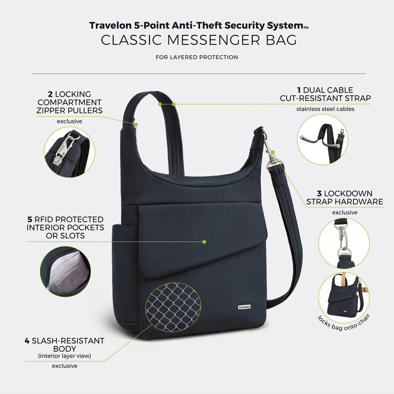 Travelon Messenger Travelon Anti-Theft Classic Messenger Bag (RFID Blocking)