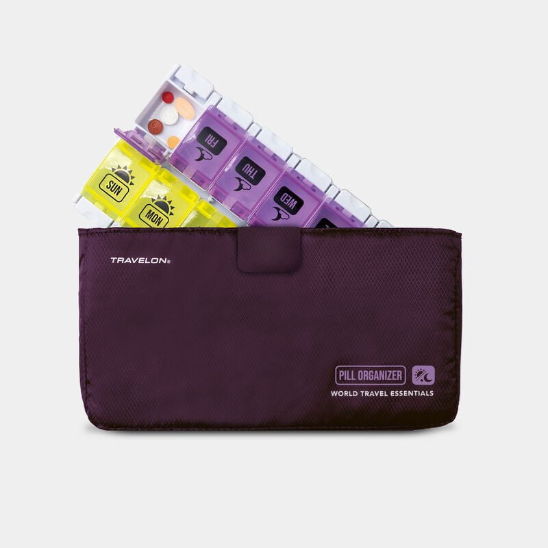 Travelon Travel Accessories Blackberry Travelon World Travel Essentials 7-Day AM/PM Push Button Pill Case