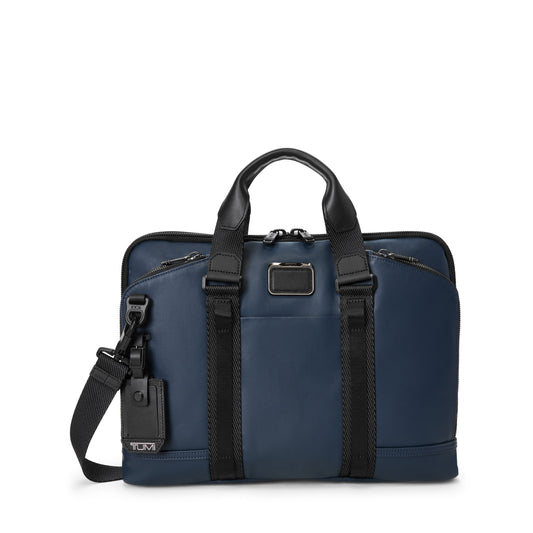 Tumi Briefcases Navy Coated Canvas Tumi Alpha Bravo Academy Brief