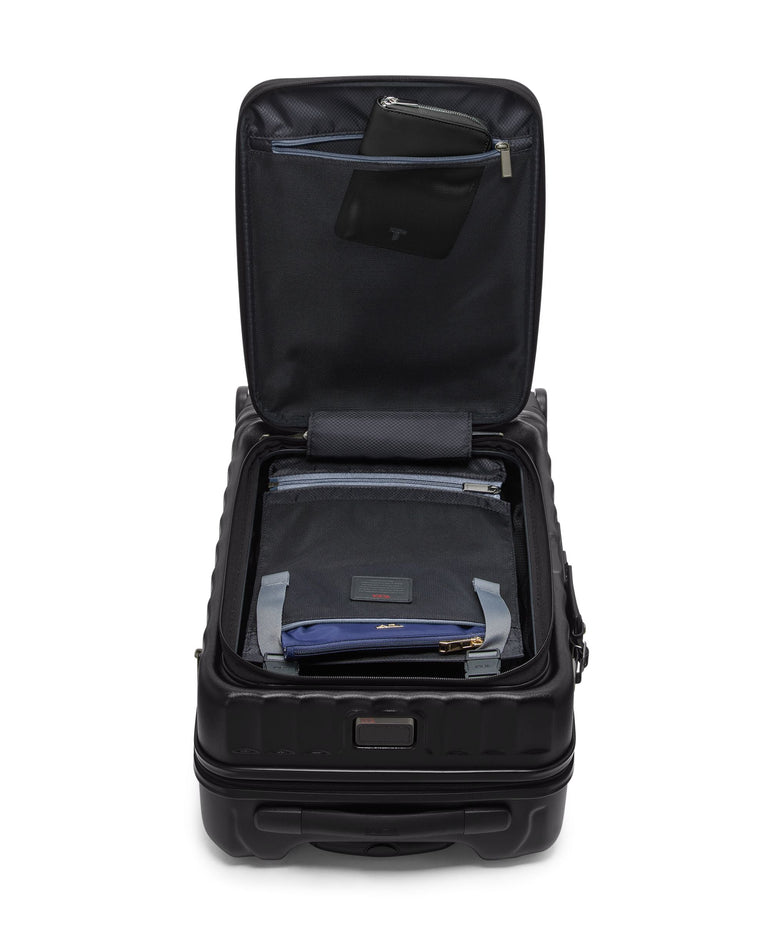 Tumi Luggage Black Textured Tumi 19 Degree Front Access Expandable Carry-On Luggage