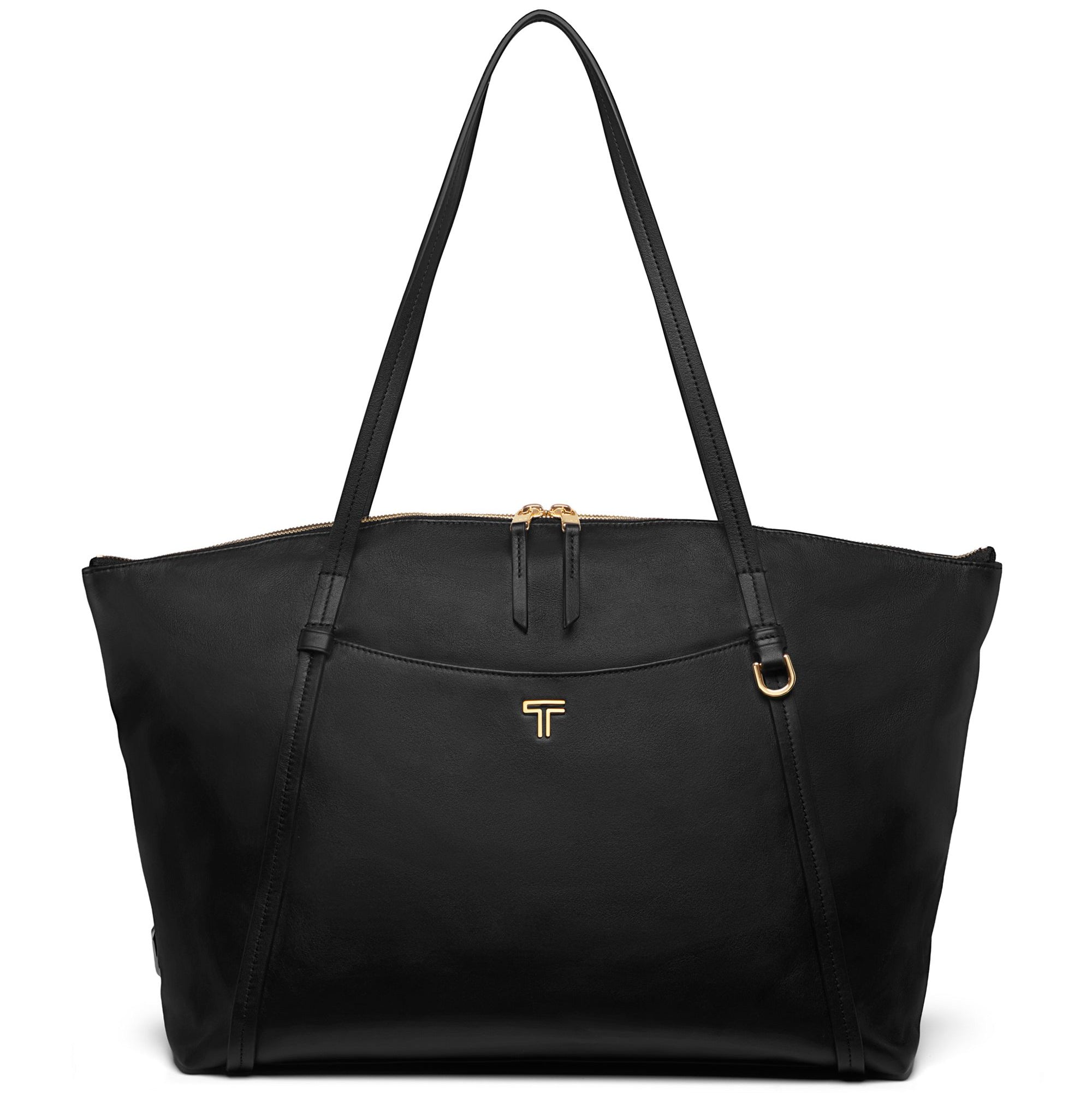 Tumi Tote Bag Black/Light Gold Tumi Voyageur Leather Q Tote