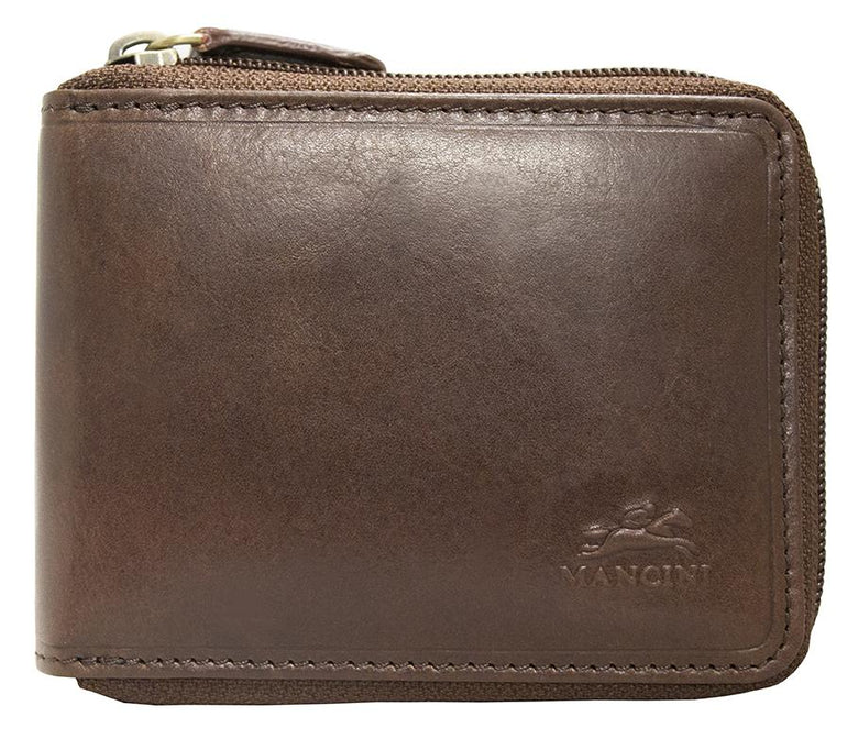 Mancini BOULDER Men's RFID Secure Zippered Wallet with Removable Passcase - Brown