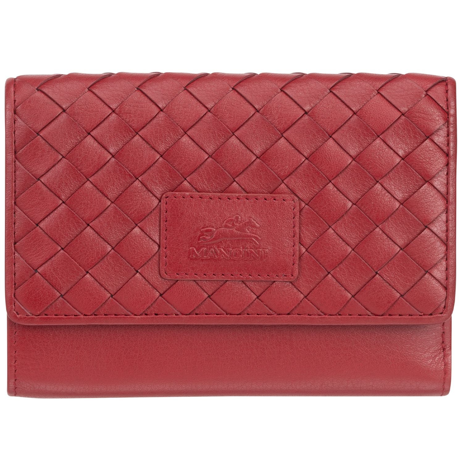 Mancini BASKET WEAVE RFID Secure Medium Clutch Wallet - Red