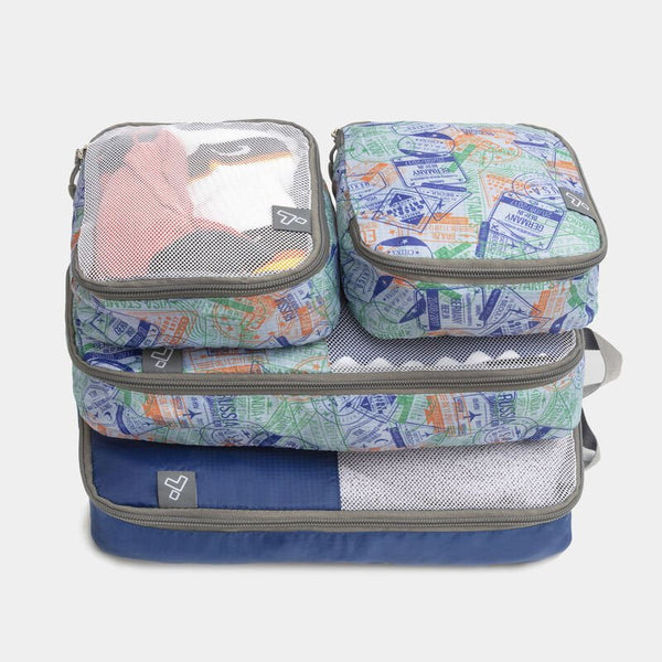 Travelon Set of 4 Soft Packing Organizers - Stamp Print Combo