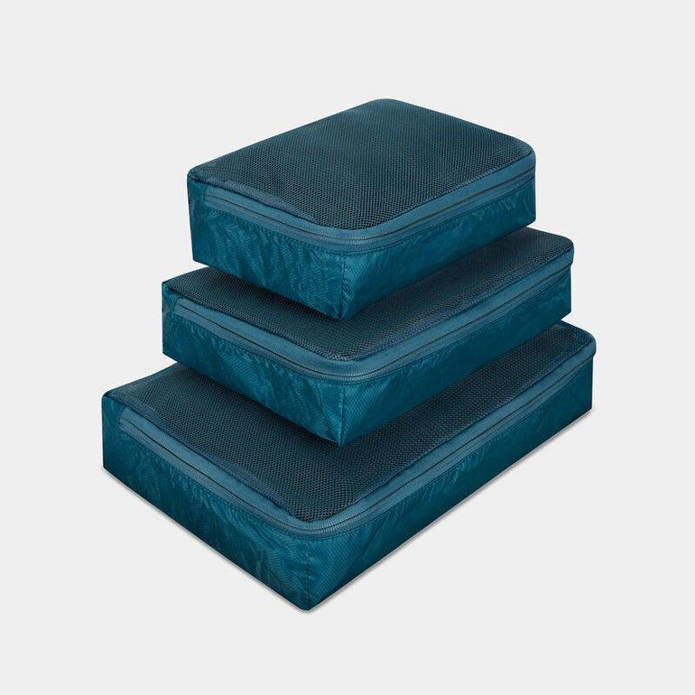 Travelon World Travel Essentials Set of 3 Soft Packing Cubes - Peacock Teal