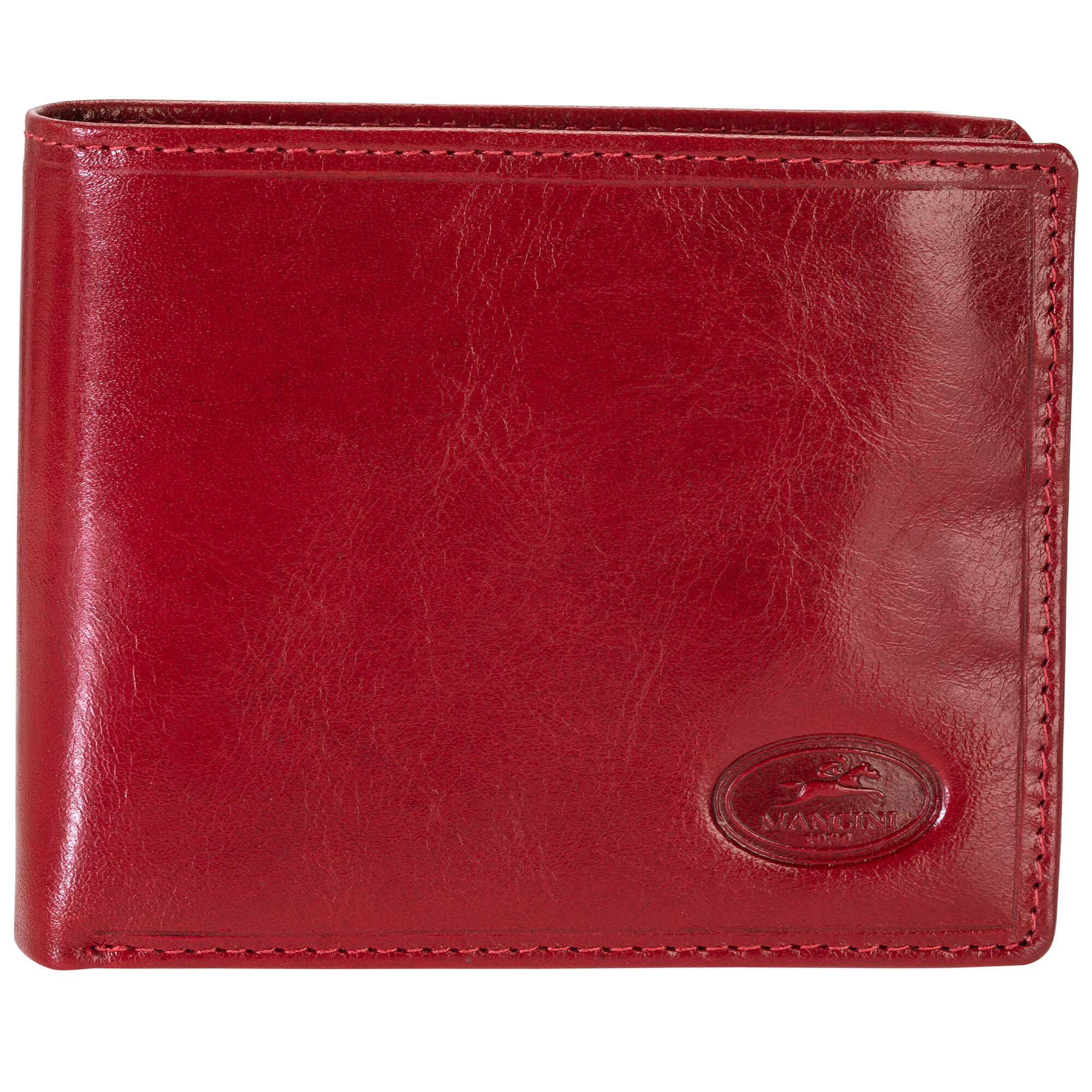 Mancini EQUESTRIAN-2 Men’s RFID Secure Center Wing Wallet with Coin Pocket - Red